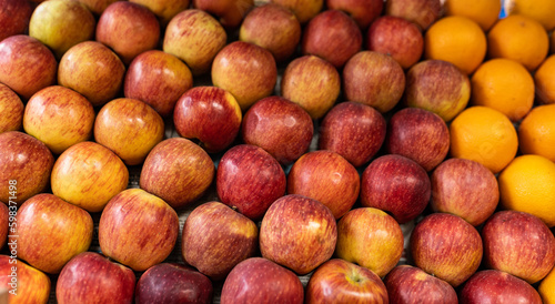 Group of Apple at market  fresh fruits background