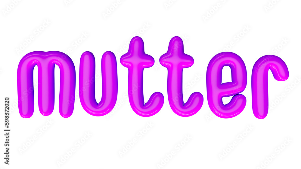 isolated German violet lowercase text: mutter , in shape of balloons isolated German violet lowercase text: mutter , in shape of balloons