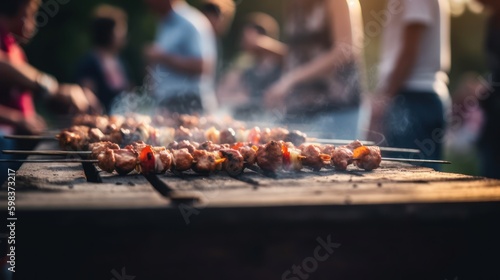 grilled meat barbecue in summer, generative ai