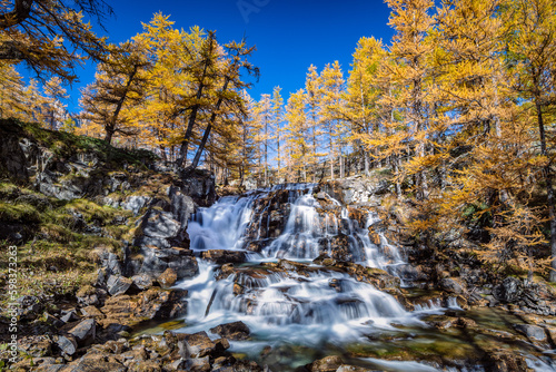 The Foncouvertes falls in the Clarée valley in Hautes-Alpes (France).  