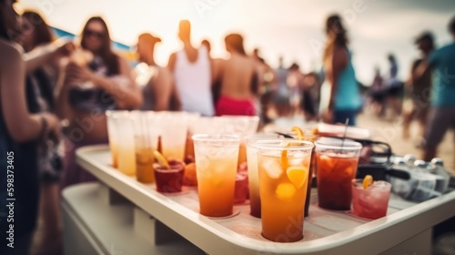 drinks at summer beach party, generative ai