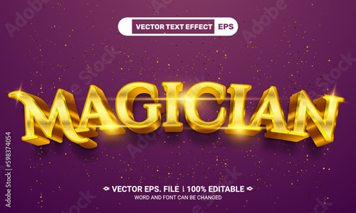 Magician 3d editable vector text effect on a purple background