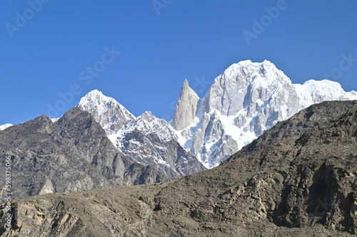 View of Lady Finger Peak and Ultar Sar Peak in Hunza Valley, Pakistan