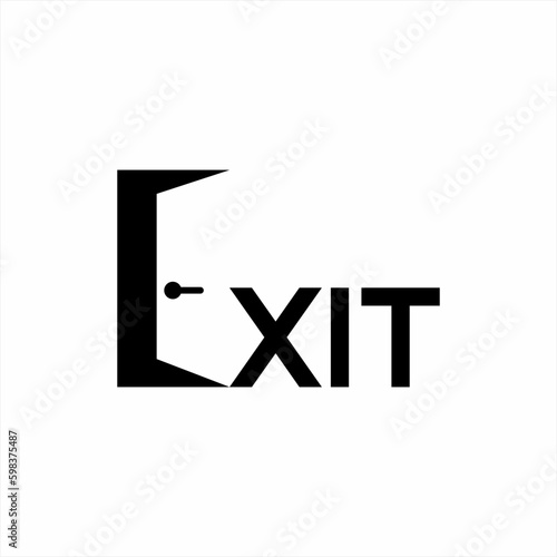 Exit logo design with exit symbol on letter E.