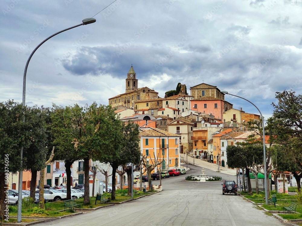 view of the historic center of Salcito in Molise