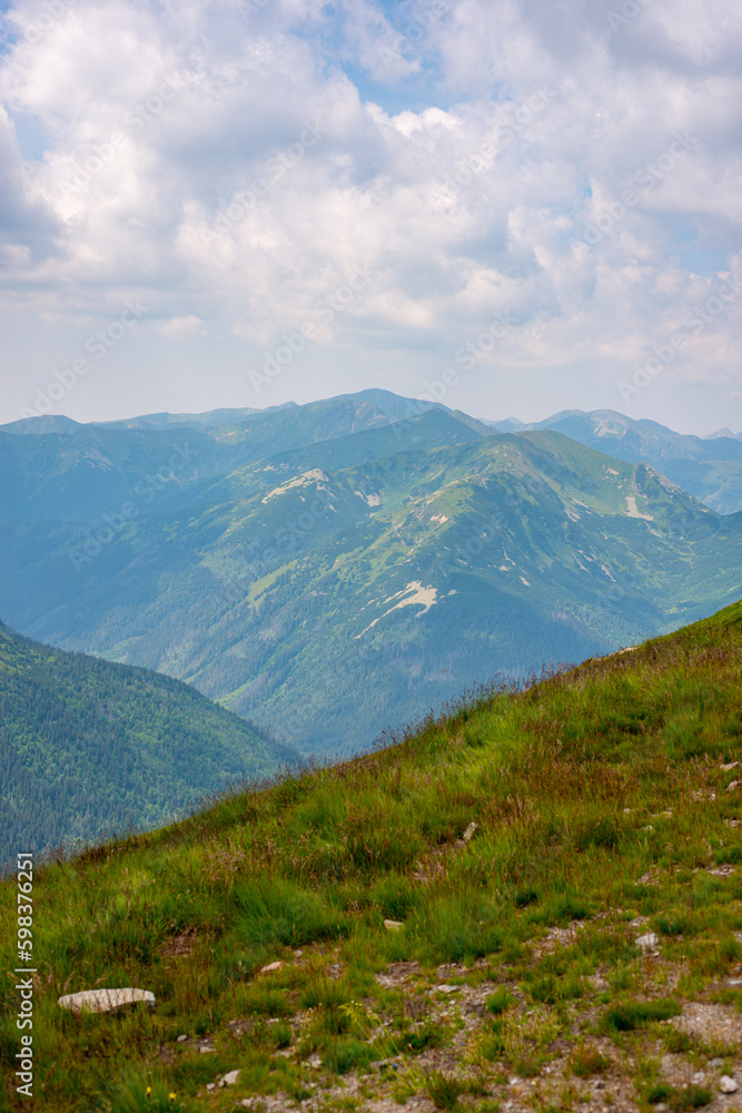 Beautiful view of the Tatra Mountains landscape. View of the mountains from the top. High mountain landscape. Beautiful view of the Tatra Mountains landscape. View of the mountains from the top. High mountain landscape.