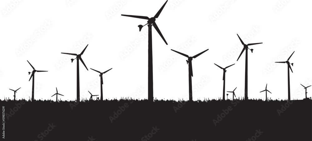 wind turbines farm - obrazy, fototapety, plakaty 
