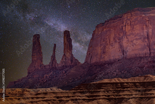 Three Sisters with Milky Way photo