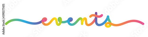 EVENTS vector monoline calligraphy banner with colorful gradient