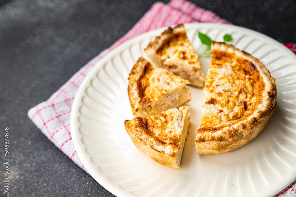 quiche savory pie stuffing meal food snack on the table copy space food background rustic top view quiche savory pie stuffing meal food snack on the table copy space food background rustic top view