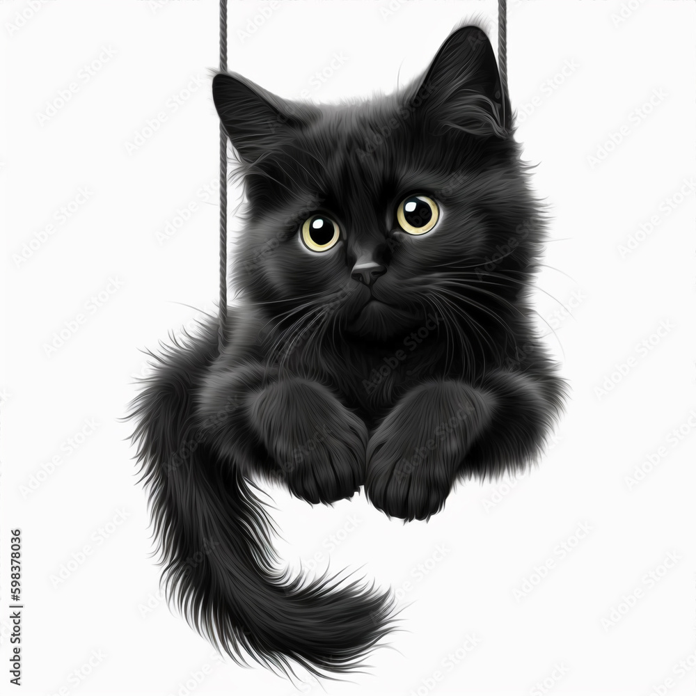 Black Cat hanging realistic ilustration Black Cat hanging realistic ilustration