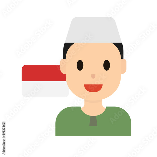 Indonesian citizen Muslim male icon. Vector. photo