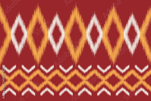Ethnic Ikat fabric pattern geometric style.African Ikat embroidery Ethnic oriental pattern red background. Abstract,vector,illustration.For texture,clothing,scraf,decoration,carpet.