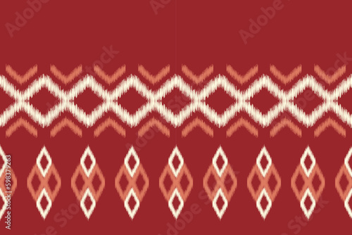 Ethnic Ikat fabric pattern geometric style.African Ikat embroidery Ethnic oriental pattern red background. Abstract,vector,illustration.For texture,clothing,scraf,decoration,carpet.