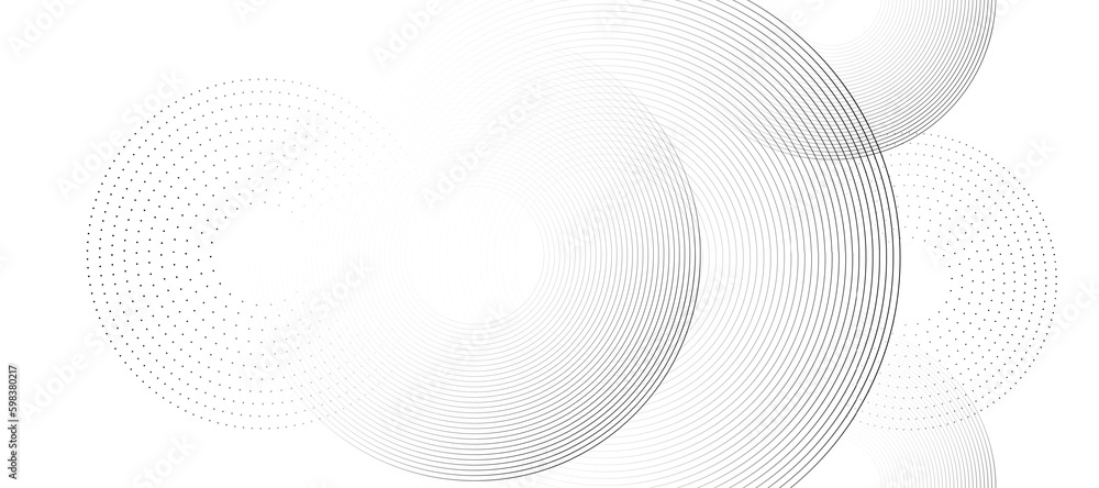 Abstract white background with black circle rings. Digital future technology concept. vector illustration.