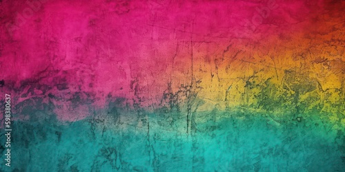 Colorful pink, yellow and turquoise gradient background. Rough stylized texture banner. Grunge vibrant backdrop. generative ai.