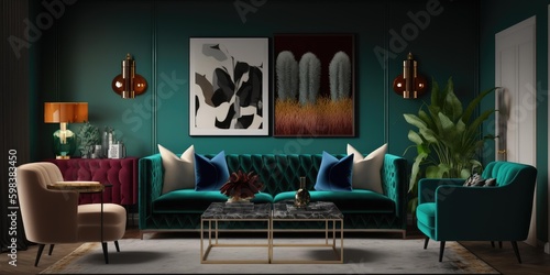 luxurious interior elegant design in modern house. superlative generative AI image. Generative AI