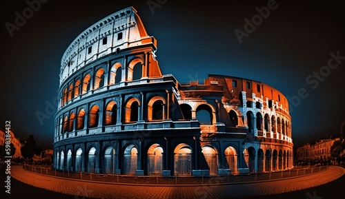 Foto illustration long exposure of colosseum rome italy. Generative AI