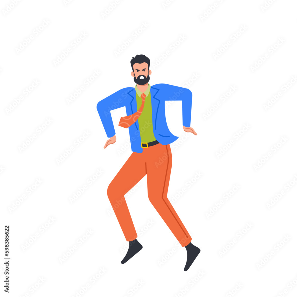 Businessman Character With Strained Expression, Furrowed Brow, Looking Determined, Fighting Spirit, Resolute Generative AI