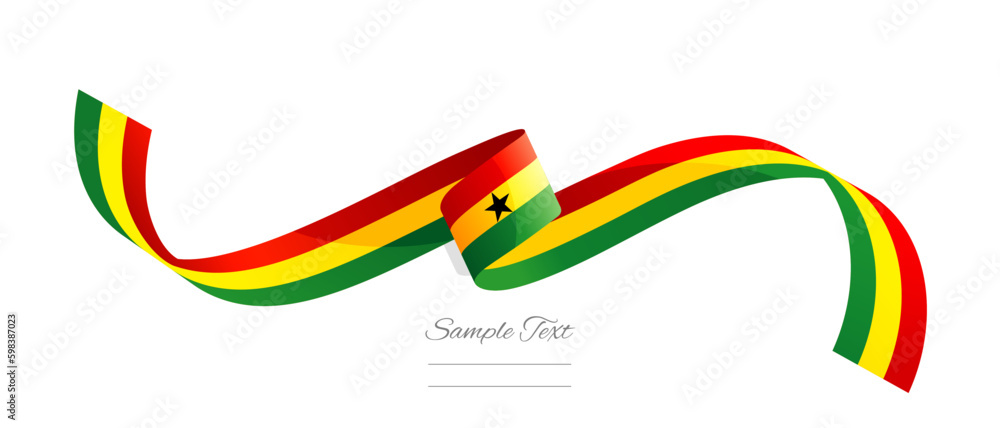 Ghanaian flag ribbon vector illustration. Ghana flag ribbon on abstract isolated on white color background Ghanaian flag ribbon vector illustration. Ghana flag ribbon on abstract isolated on white color background