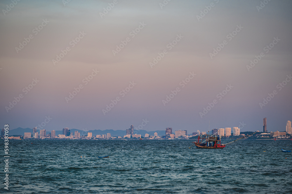Cityscape of Pattaya from kohlarn pattaya thailand.Pattaya is a city in Thailand. It is on the east coast of the Gulf of Thailand