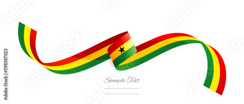 Ghanaian flag ribbon vector illustration. Ghana flag ribbon on abstract isolated on white color background