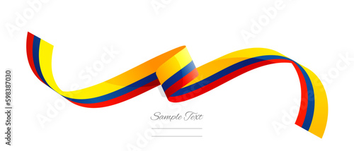 Colombian flag ribbon vector illustration. Colombia flag ribbon on abstract isolated on white color background photo