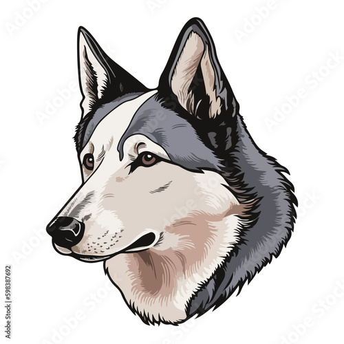 East Siberian Laika Husky Dog Flat Icon Isolated On White Background