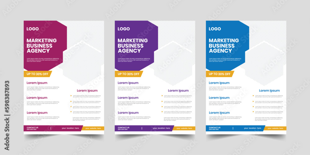Modern agency marketing mortgage flyer, new branding media property journal flier, trendy stationery one-sided booklet layout