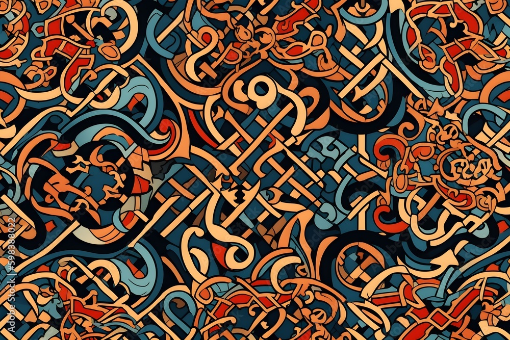 A pattern of Arabic calligraphy in the style of Kufic script AI ...