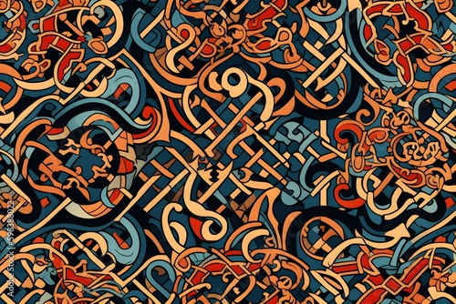 A pattern of Arabic calligraphy in the style of Kufic script AI-Generated image