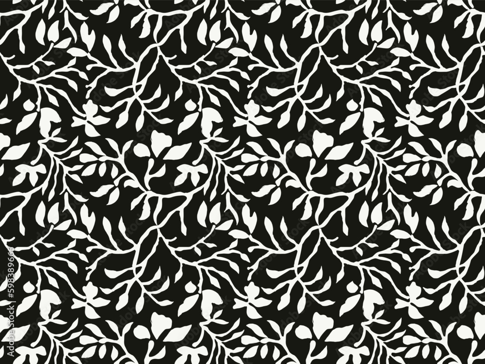 MONOCHROME STENCIL FLORAL ALL OVER PRINT SEAMLESS PATTERN VECTOR ILLUSTRATION MONOCHROME STENCIL FLORAL ALL OVER PRINT SEAMLESS PATTERN VECTOR ILLUSTRATION