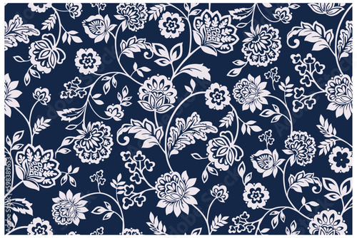 MONOCHROME CLIMBING FLORAL ALL OVER PRINT SEAMLESS PATTERN VECTOR ILLUSTRATION