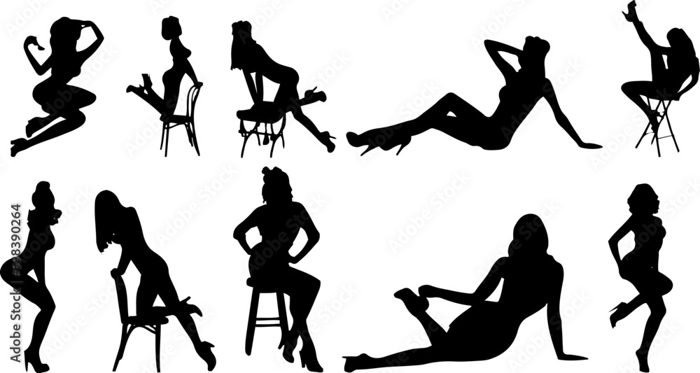 Stunning Vector Silhouettes Of Sexy Pinup Girls For Your Next Project Dancing In Style A 