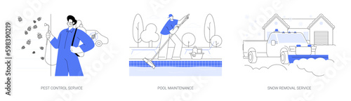 Private house maintenance abstract concept vector illustrations.
