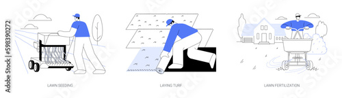 Meadow maintenance service abstract concept vector illustrations.