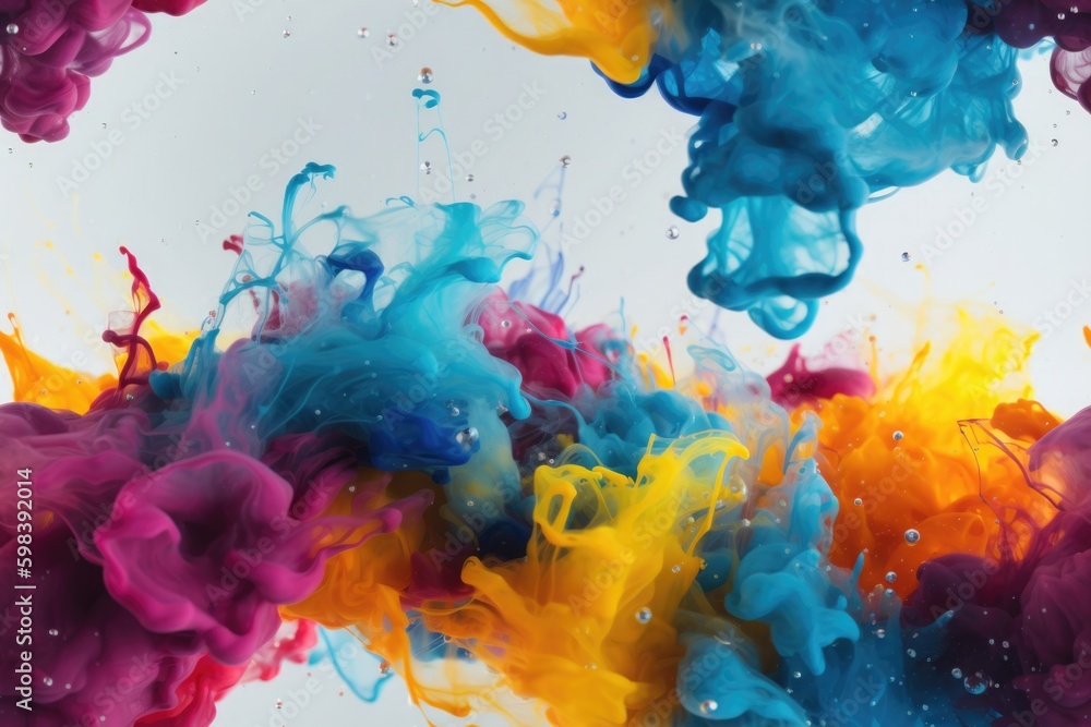 Nahtlos wiederholendes Muster - Ink Splash - Bunte Tinte in Wasser Fusion Nahtlos wiederholendes Muster - Ink Splash - Bunte Tinte in Wasser Fusion