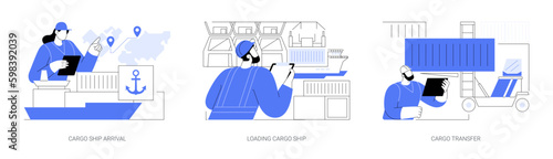 Sea transport abstract concept vector illustrations.