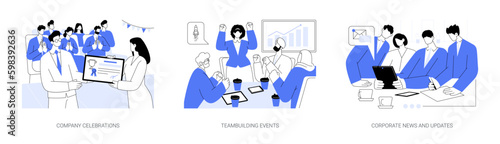 Corporate events abstract concept vector illustrations.