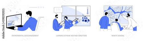 Climate change analyst abstract concept vector illustrations.