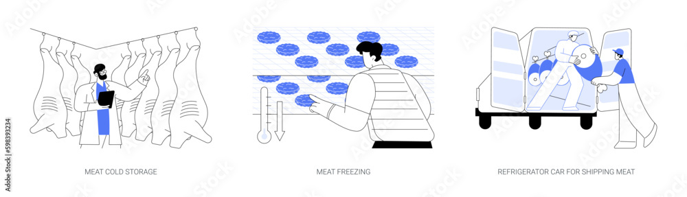 Meat preservation and storage abstract concept vector illustrations. Meat preservation and storage abstract concept vector illustrations.