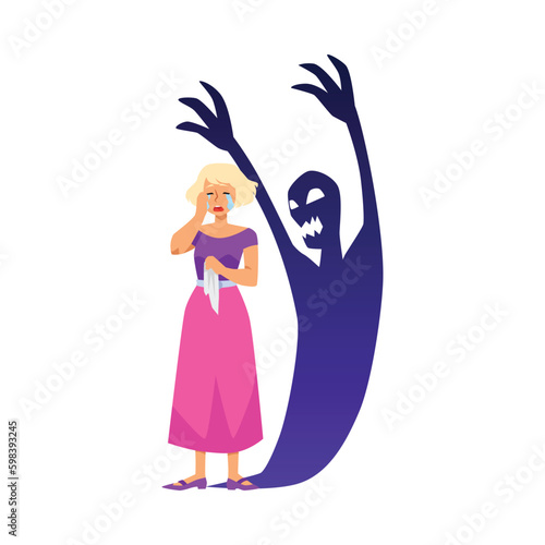 Persecution mania and mental health problems, flat vector illustration isolated.
