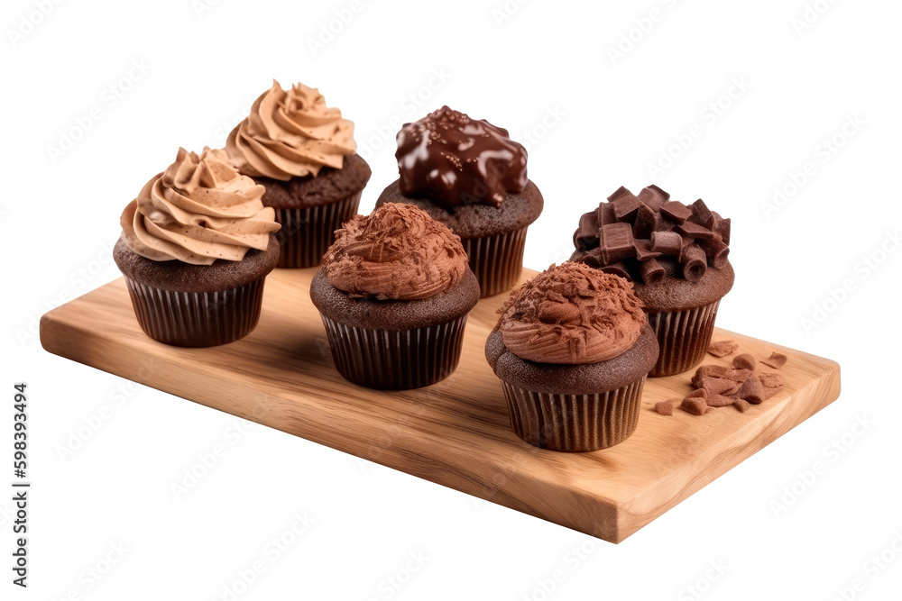 Tasty chocolate cupcakes. Generative AI Tasty chocolate cupcakes. Generative AI