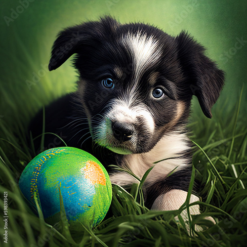 Hundewelpe mit Ball