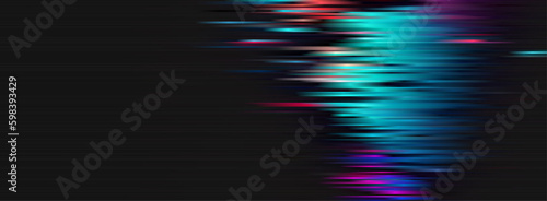Trendy glitch pattern on dark background. Modern style vector. Abstract geometric elements