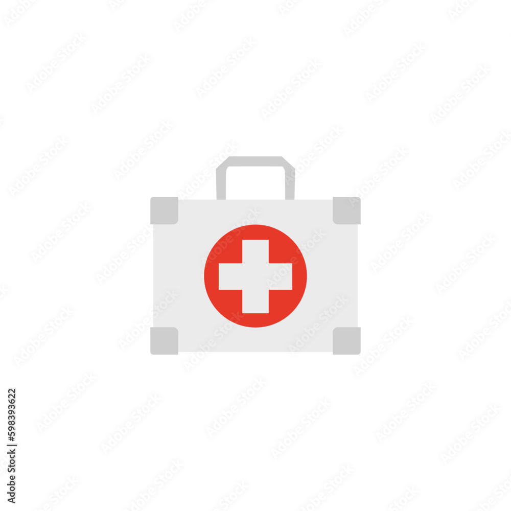 Obraz premium Medical doctor first aid kit case, flat cartoon vector illustration isolated.