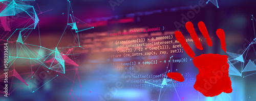 Digital Binary Code on Dark Red Background. Data Breach