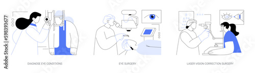 Ophthalmic surgery abstract concept vector illustrations.