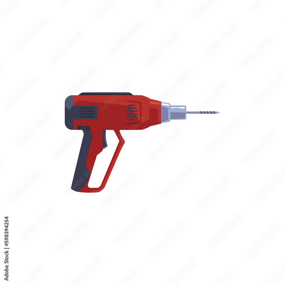 Drill power tool, cartoon flat vector illustration isolated on white background. Drill power tool, cartoon flat vector illustration isolated on white background.