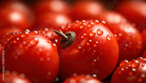 Group of Fresh Wet Whole Root Red Tomatoes Vegetable As Background AI Generative